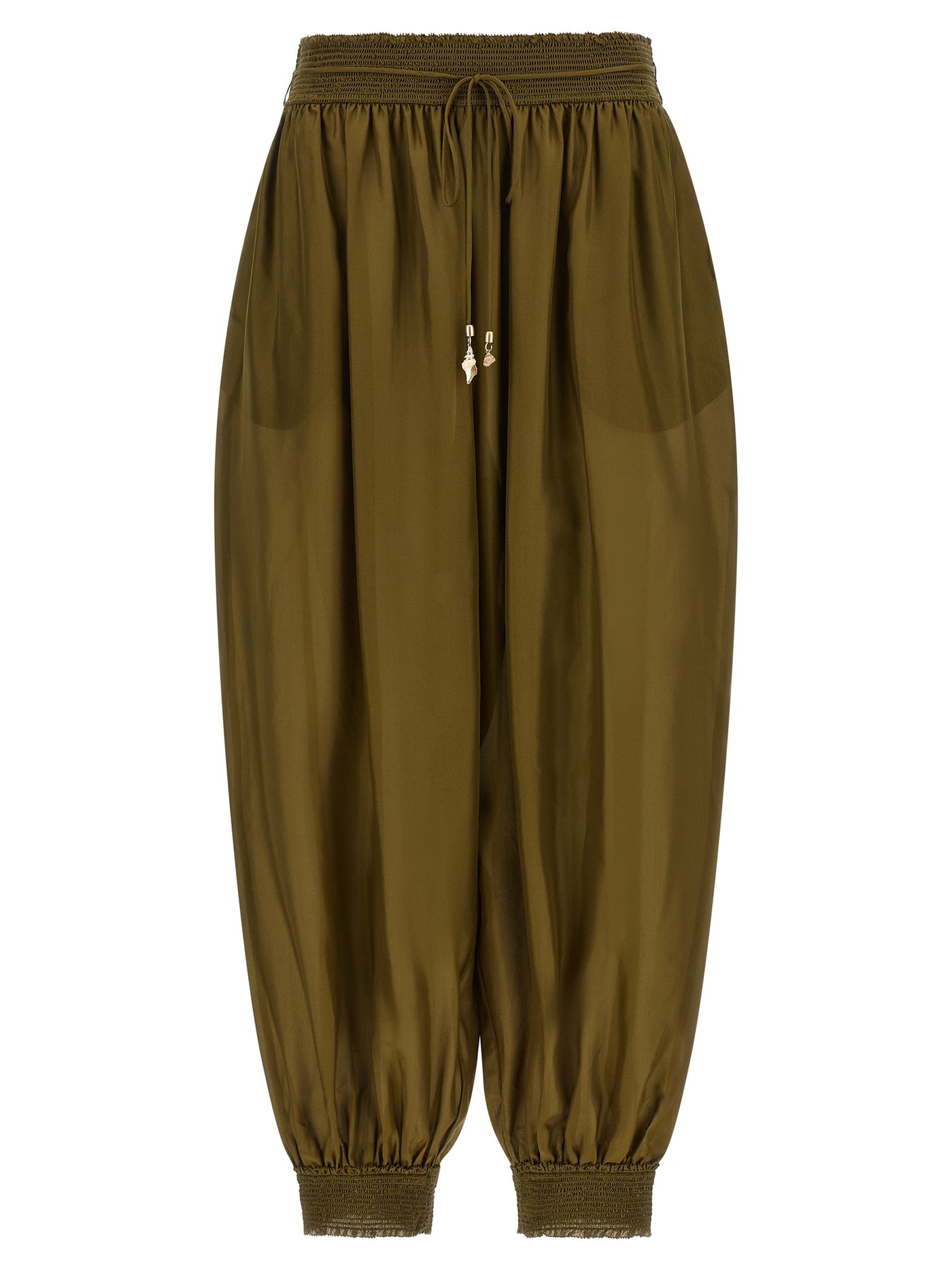 Bicolor Silk Casual Pants