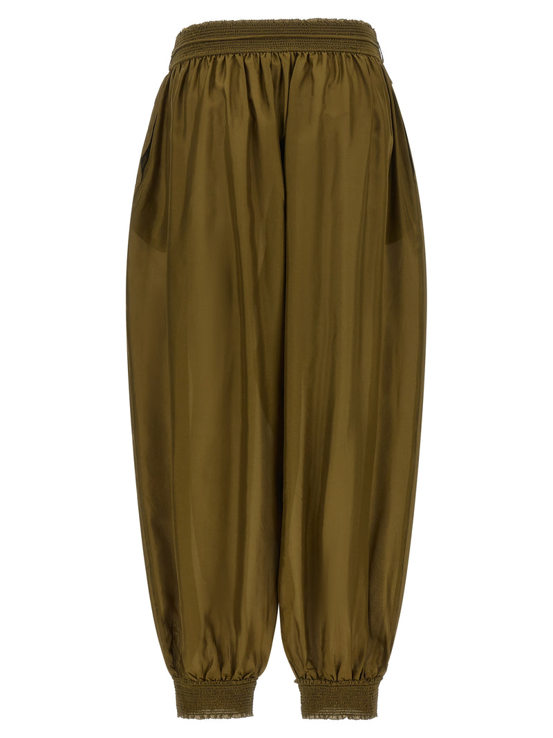 Bicolor Silk Casual Pants