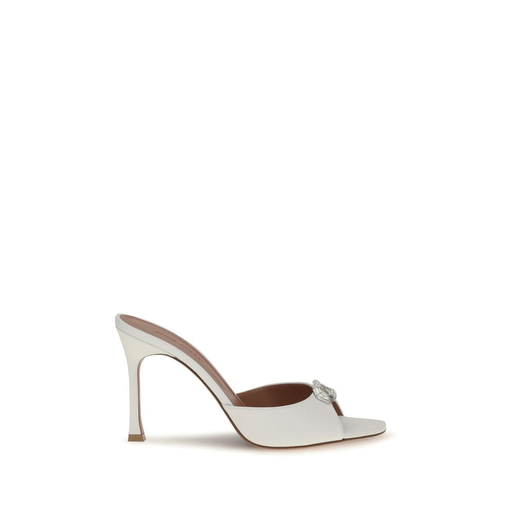 White Calf Leather Bos Taurus Stiletto Heel Sandals