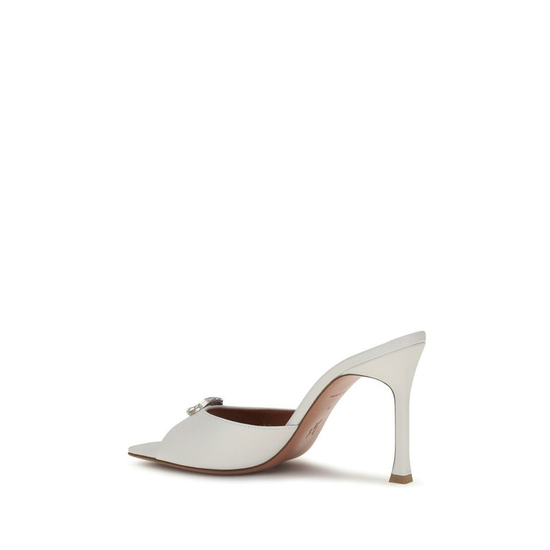 White Calf Leather Bos Taurus Stiletto Heel Sandals