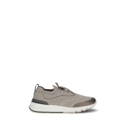 Brown Cotton Athletic Sneakers