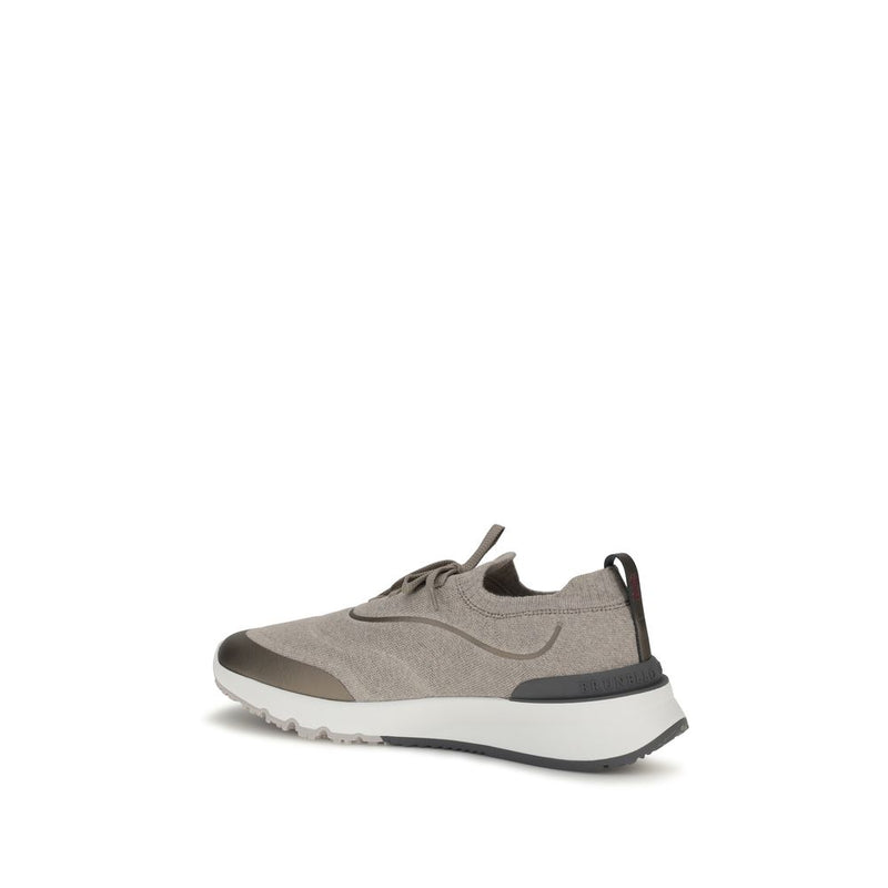 Brown Cotton Athletic Sneakers