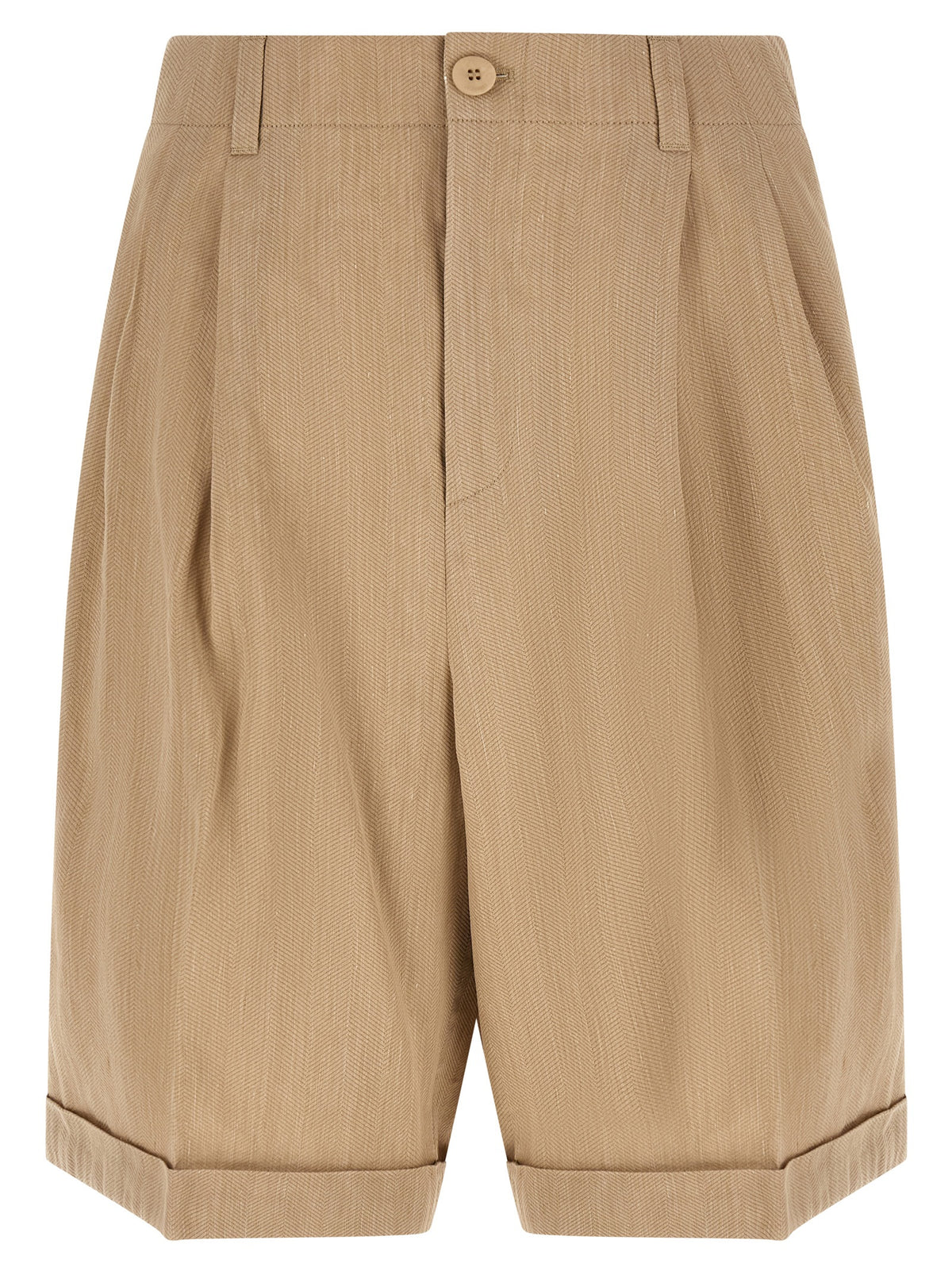 Beige Linen Bermuda Shorts