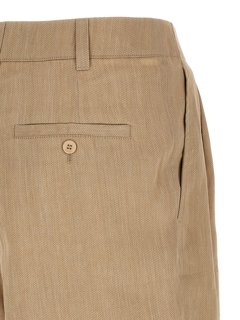 Beige Linen Bermuda Shorts