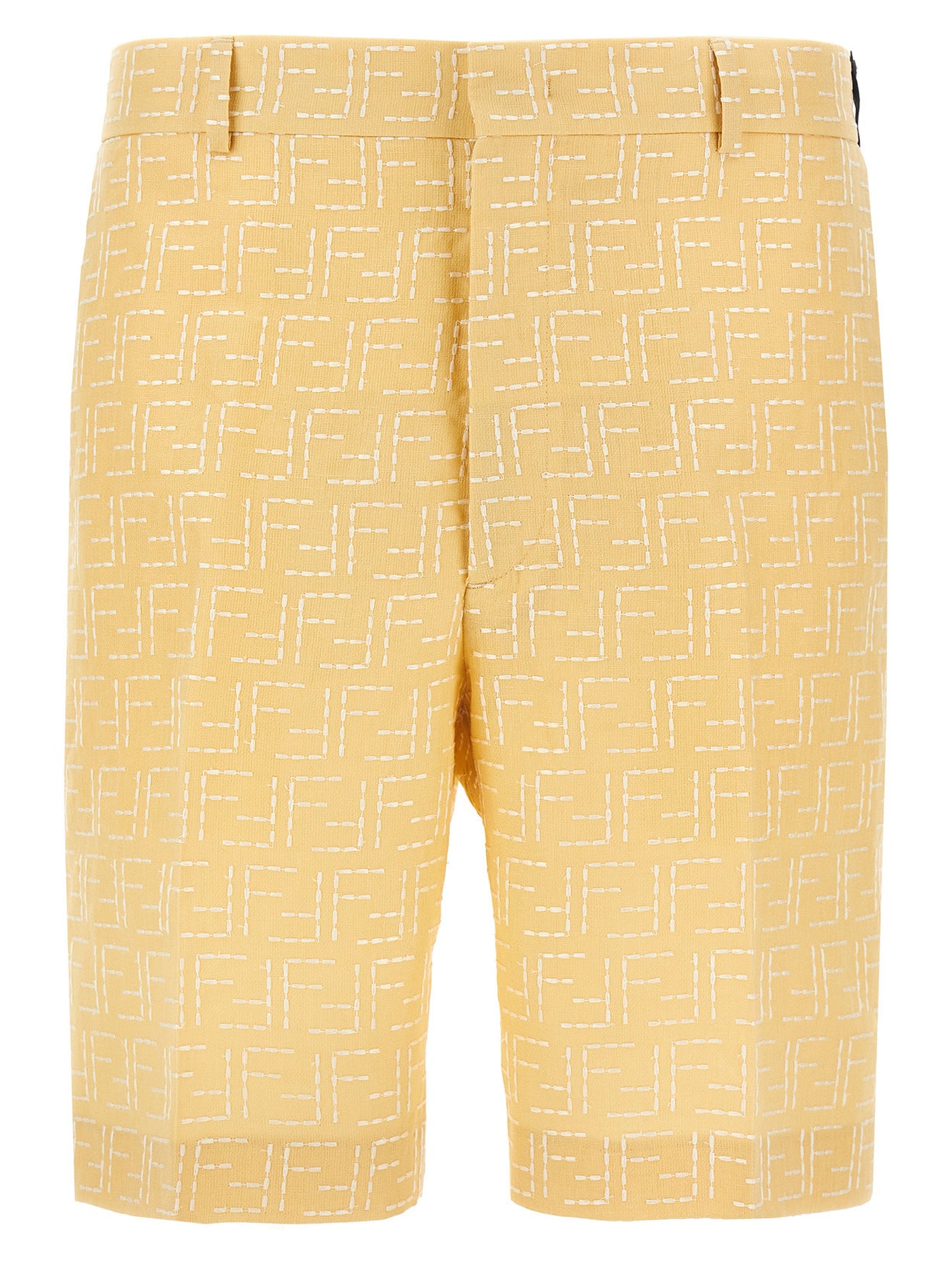 Bicolor Linen Bermuda Shorts