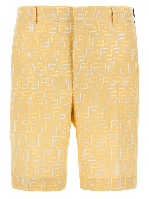 Bicolor Linen Bermuda Shorts