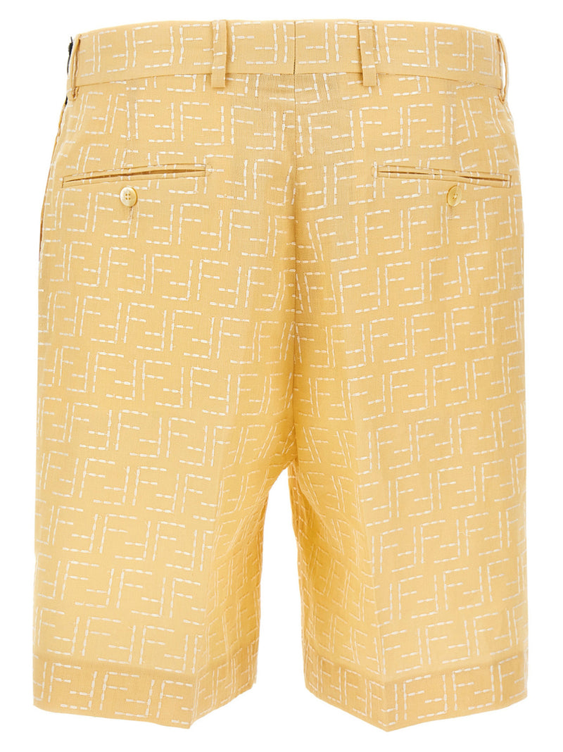 Bicolor Linen Bermuda Shorts