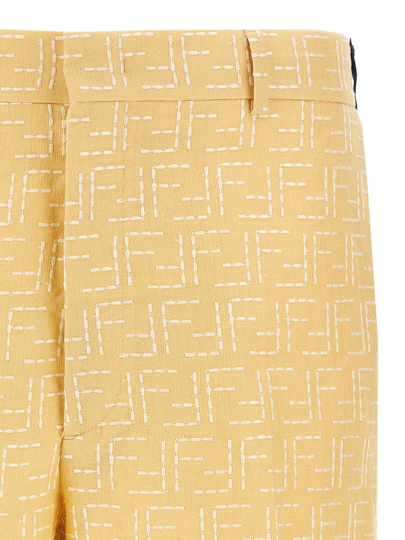 Bicolor Linen Bermuda Shorts