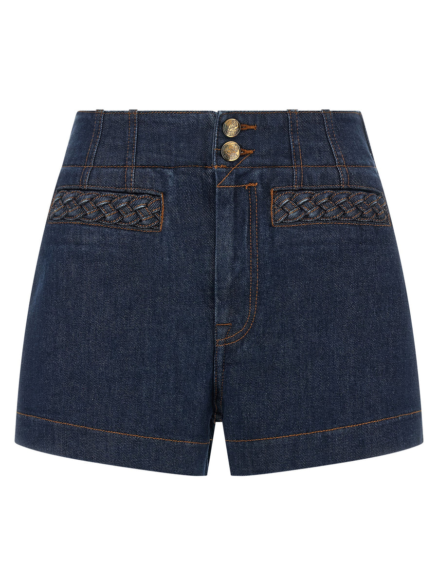 Blue Cotton Bermuda Shorts