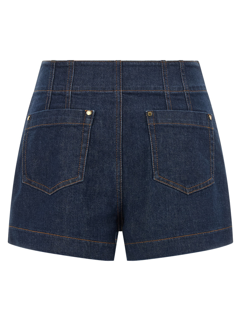 Blue Cotton Bermuda Shorts