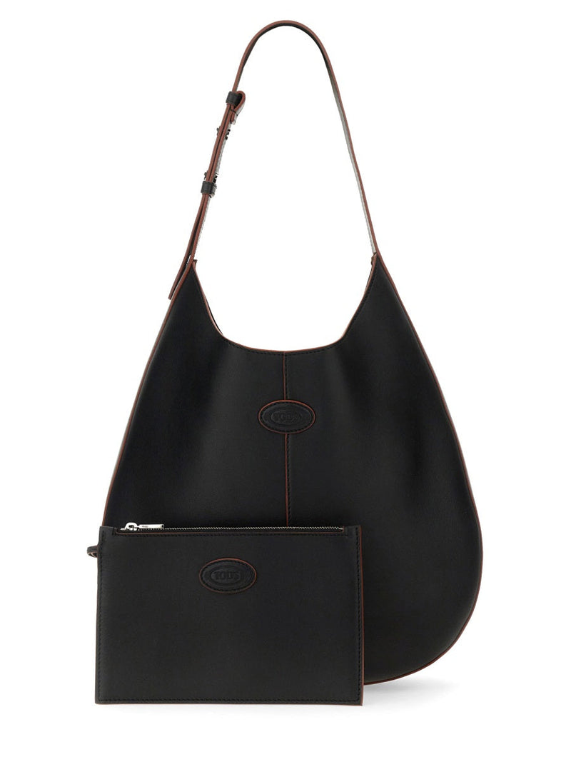 Tods Calfskin Hobo Bag — Black