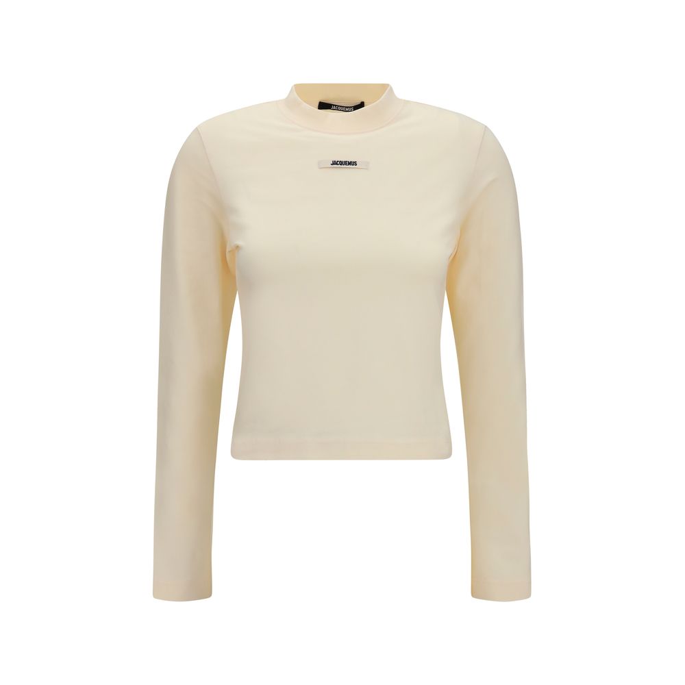 Beige Cotton Long Sleeve T-Shirt