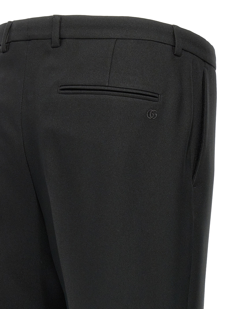 Black Polyester Casual Pants