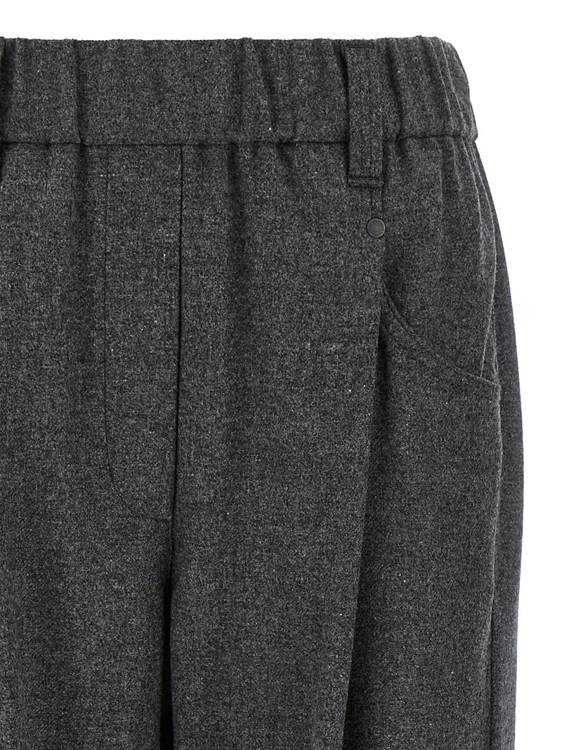 Gray Virgin Wool Casual Pants