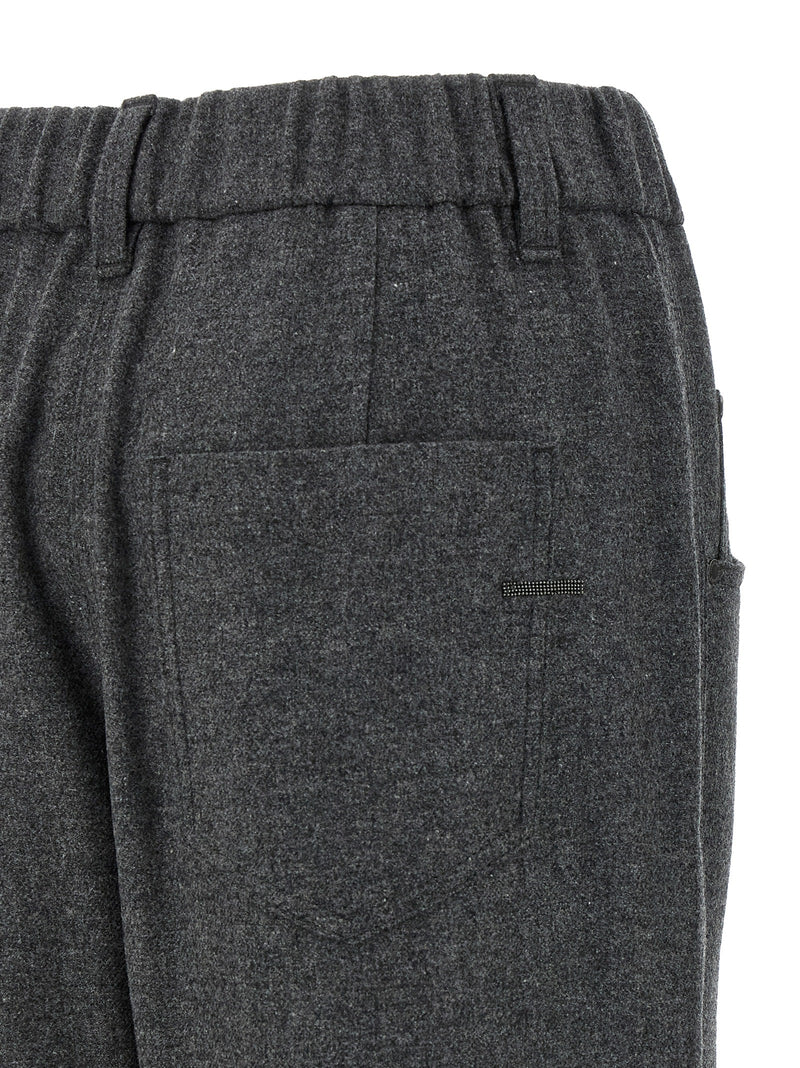 Gray Virgin Wool Casual Pants