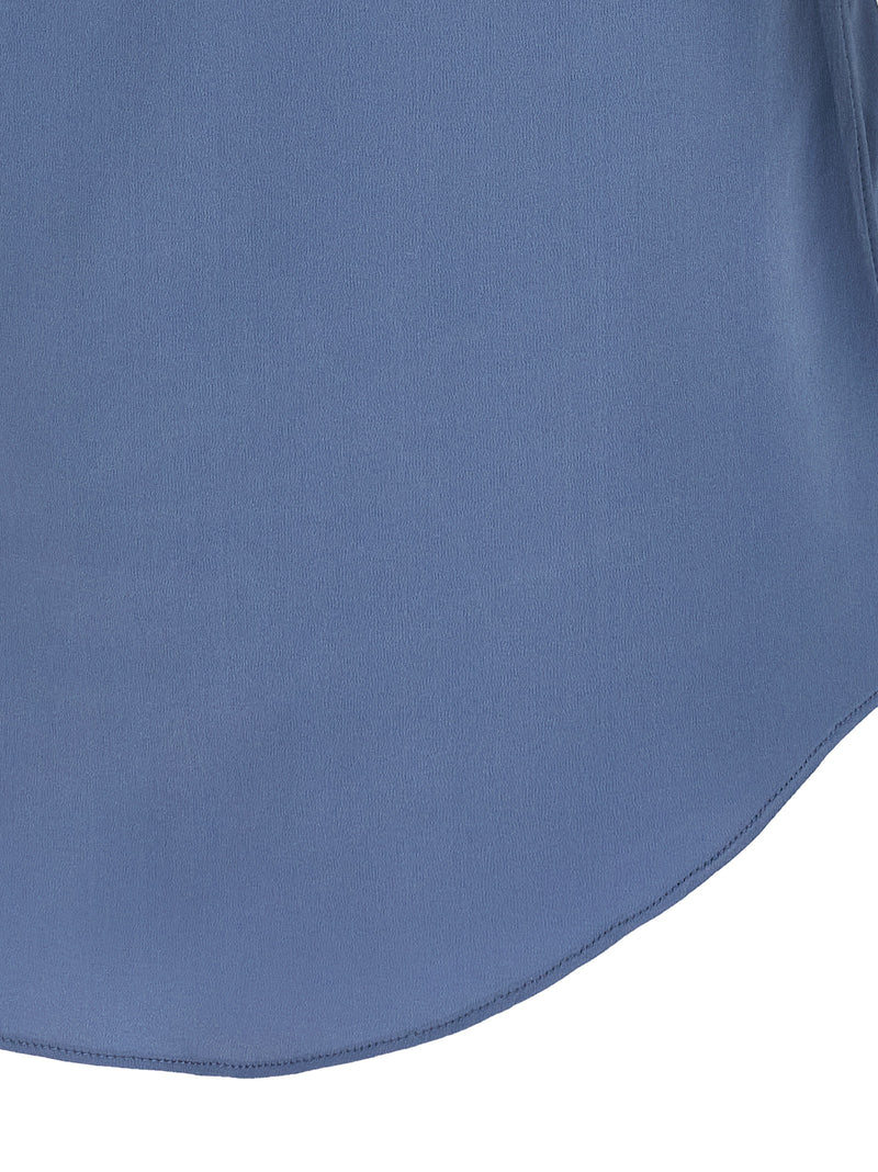 Blue Silk Sleeveles T-Shirt