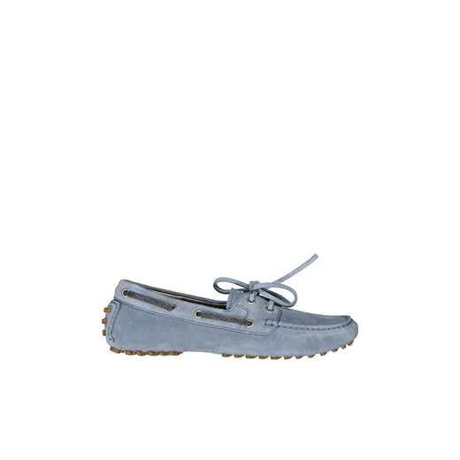 Blue Leather Slip-On Loafers