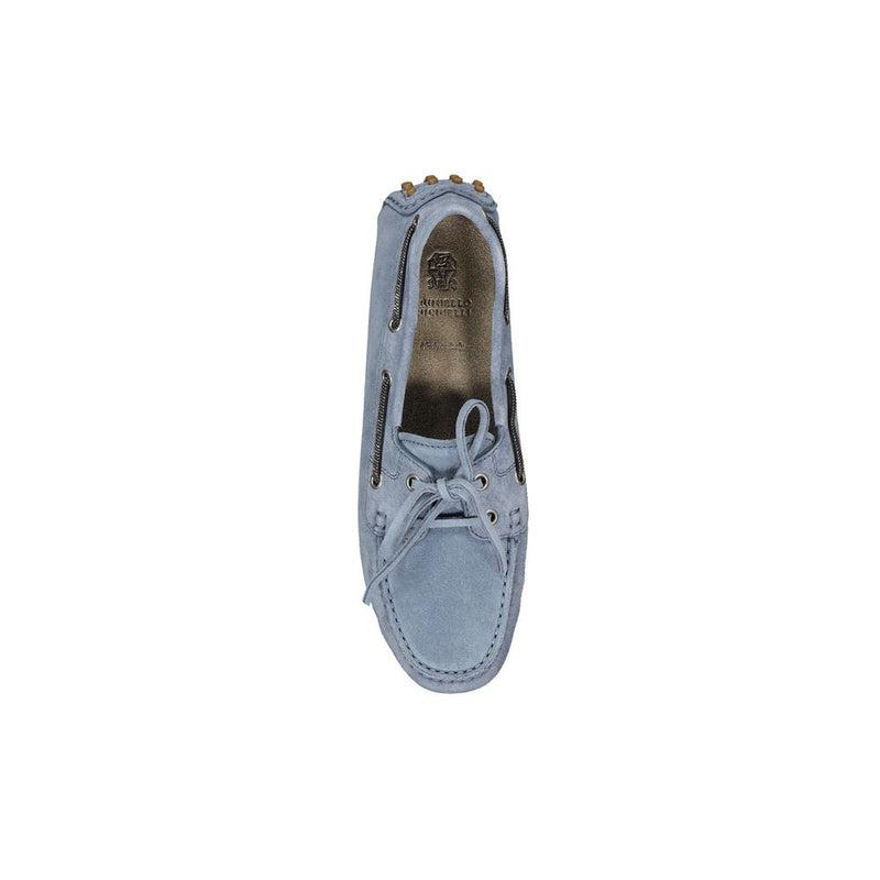 Blue Leather Slip-On Loafers