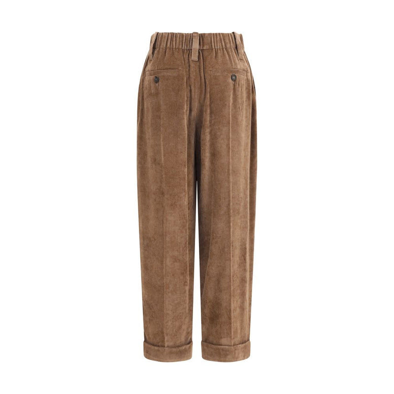 Brown Viscose Casual Pants