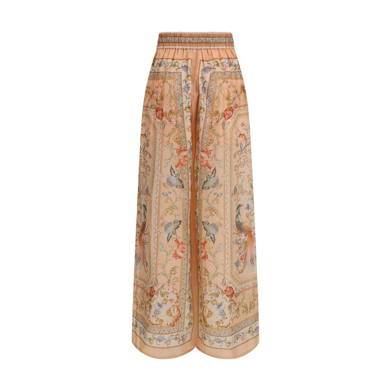 Multicolor Silk Casual Pants