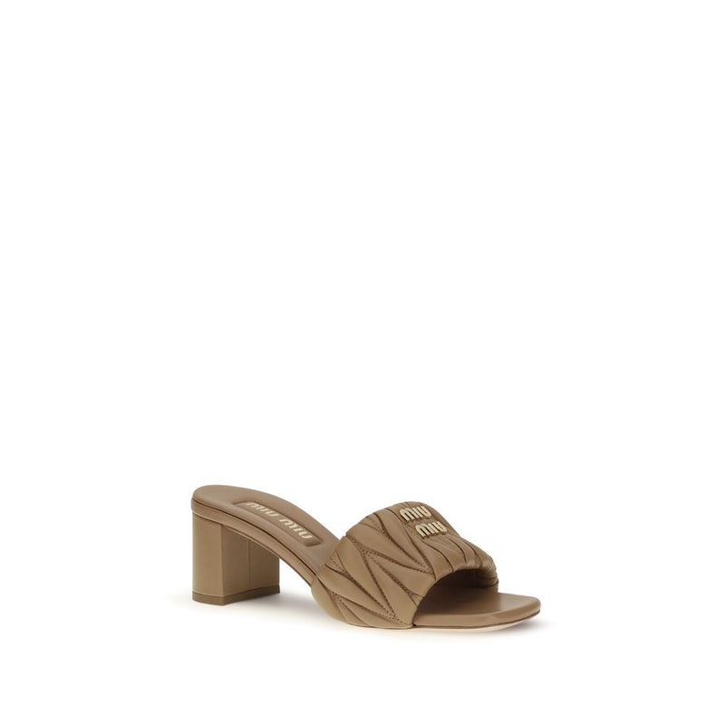 Beige Lamb Ovis Aries Platform Sandals