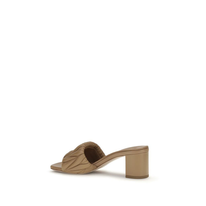 Beige Lamb Ovis Aries Platform Sandals