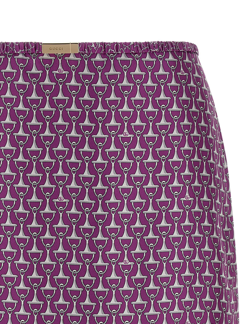 Purple Silk Midi Skirt