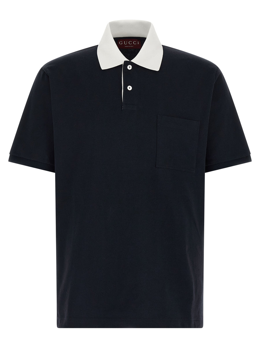 Blue Cotton Polo Shirt