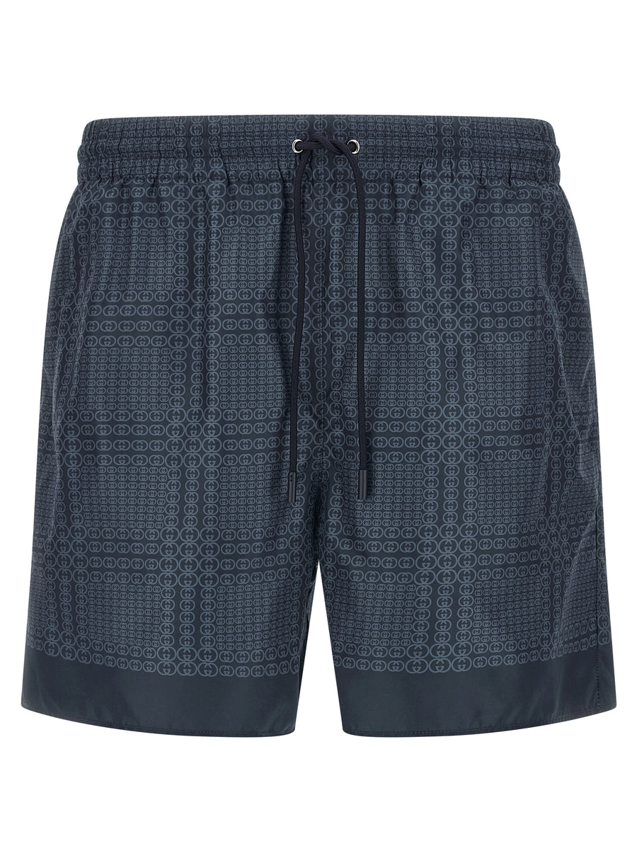 Blue Polyester Swim Shorts