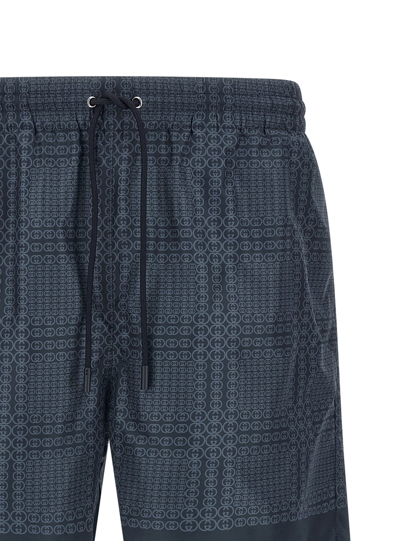 Blue Polyester Swim Shorts