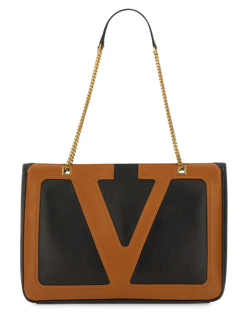Valentino Garavani Lambskin Leather Shoulder Bag — Black Main