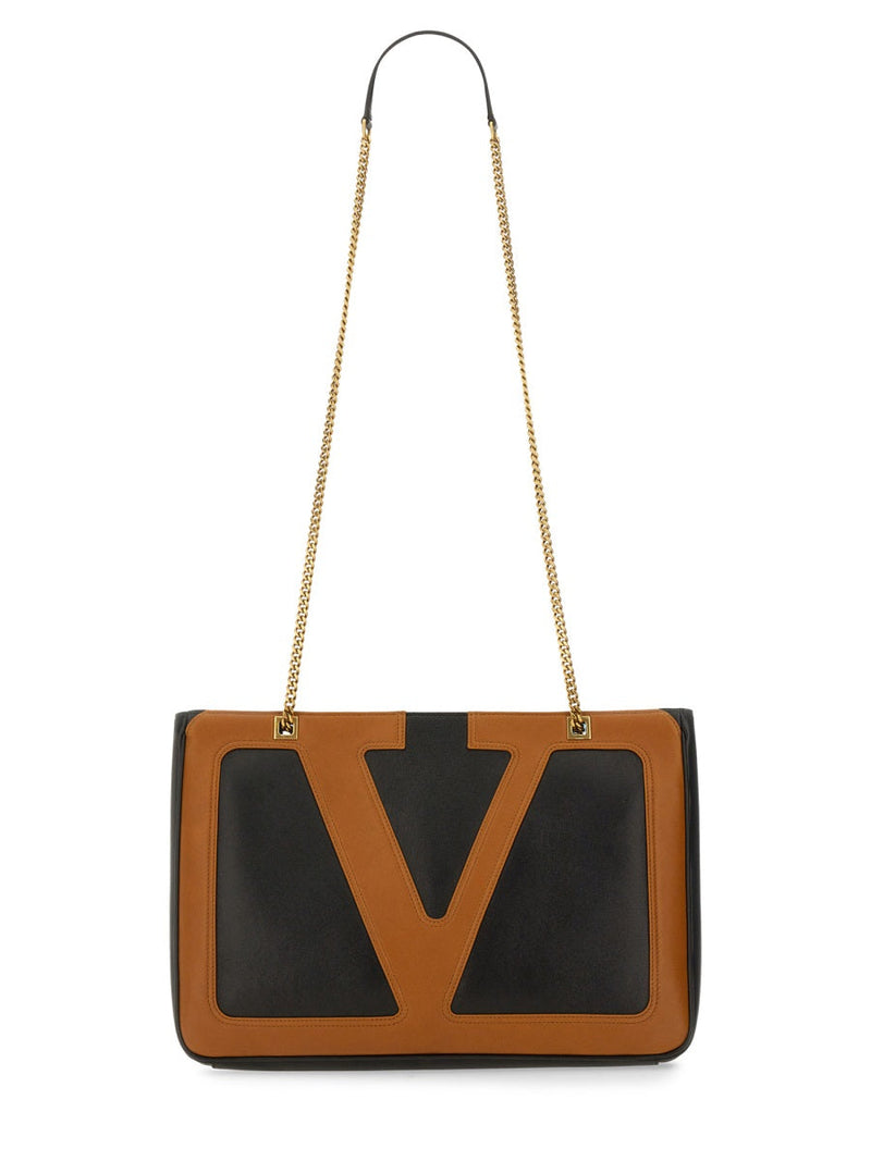 Valentino Garavani Lambskin Leather Shoulder Bag — Black Main