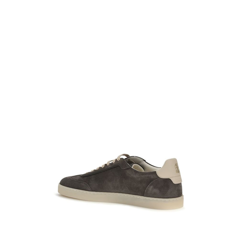 Gray Calf Leather Bos Taurus Low Top Sneakers