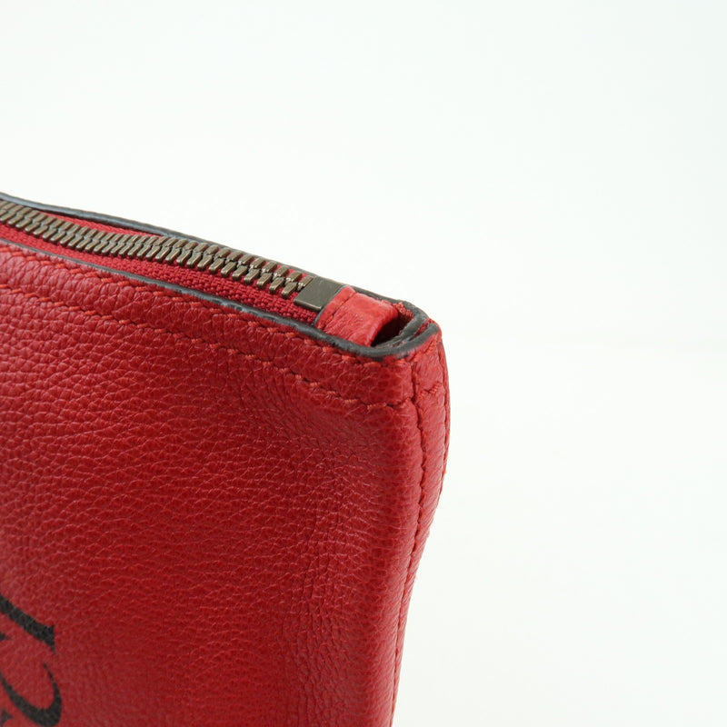 Gucci Logo Portfolio Printed Leather Red Bag
