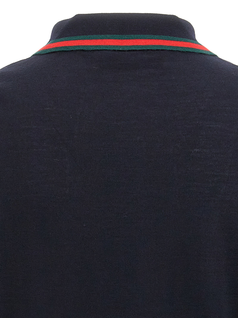 Blue Wool Polo Shirt