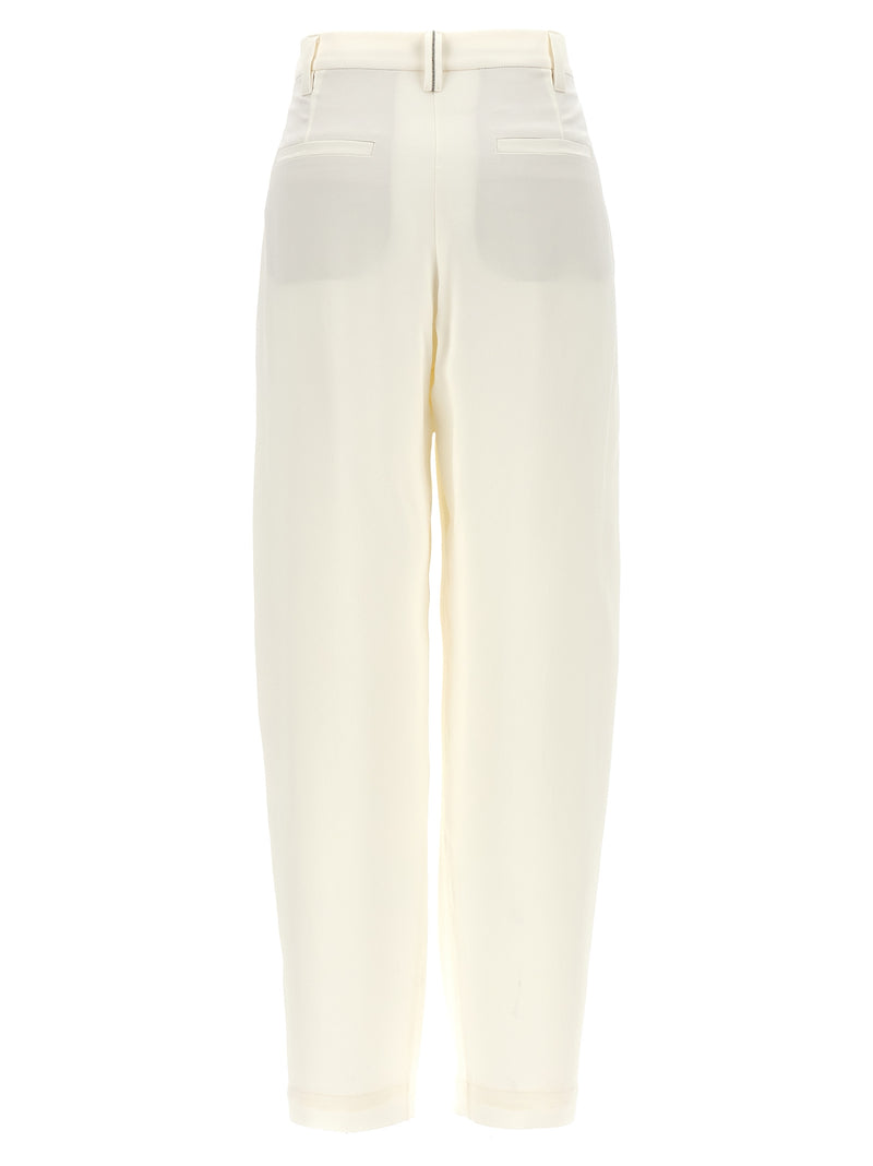 White Silk Casual Pants