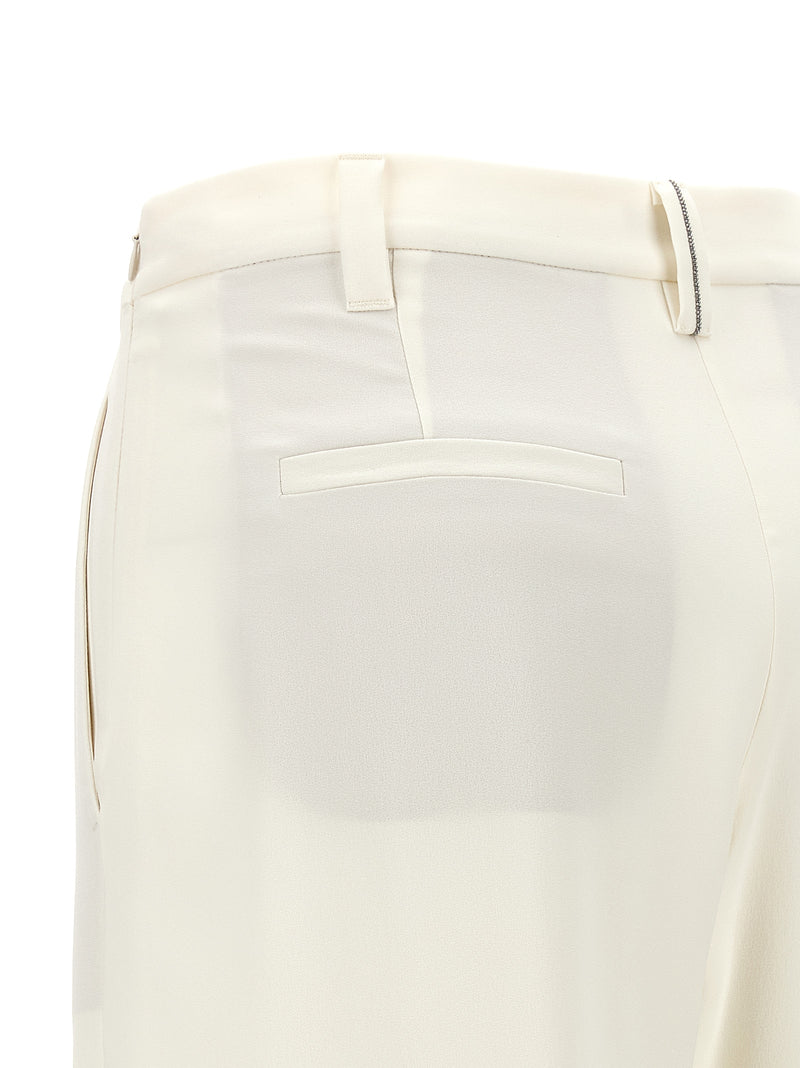 White Silk Casual Pants