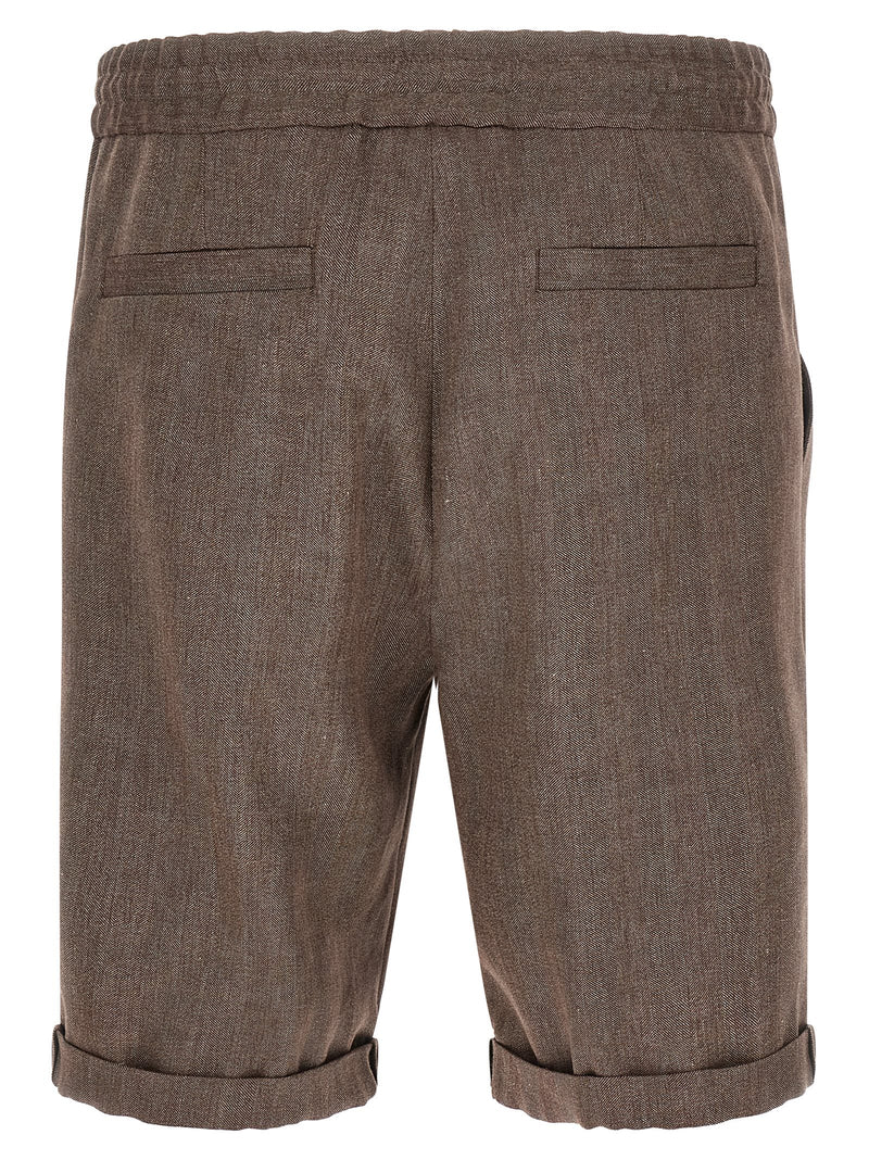 Brown Linen Bermuda Shorts