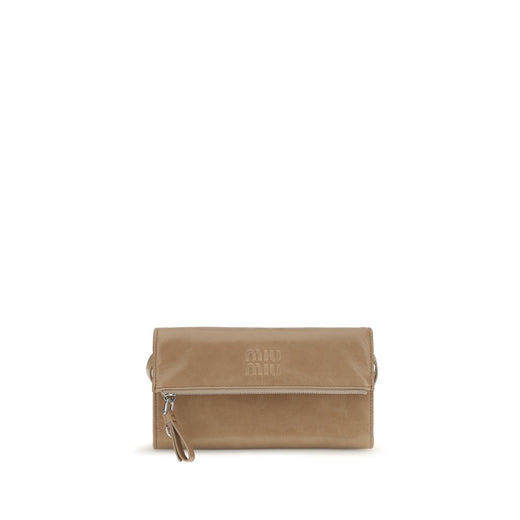 Beige Calf Leather Bos Taurus Clutch Bag