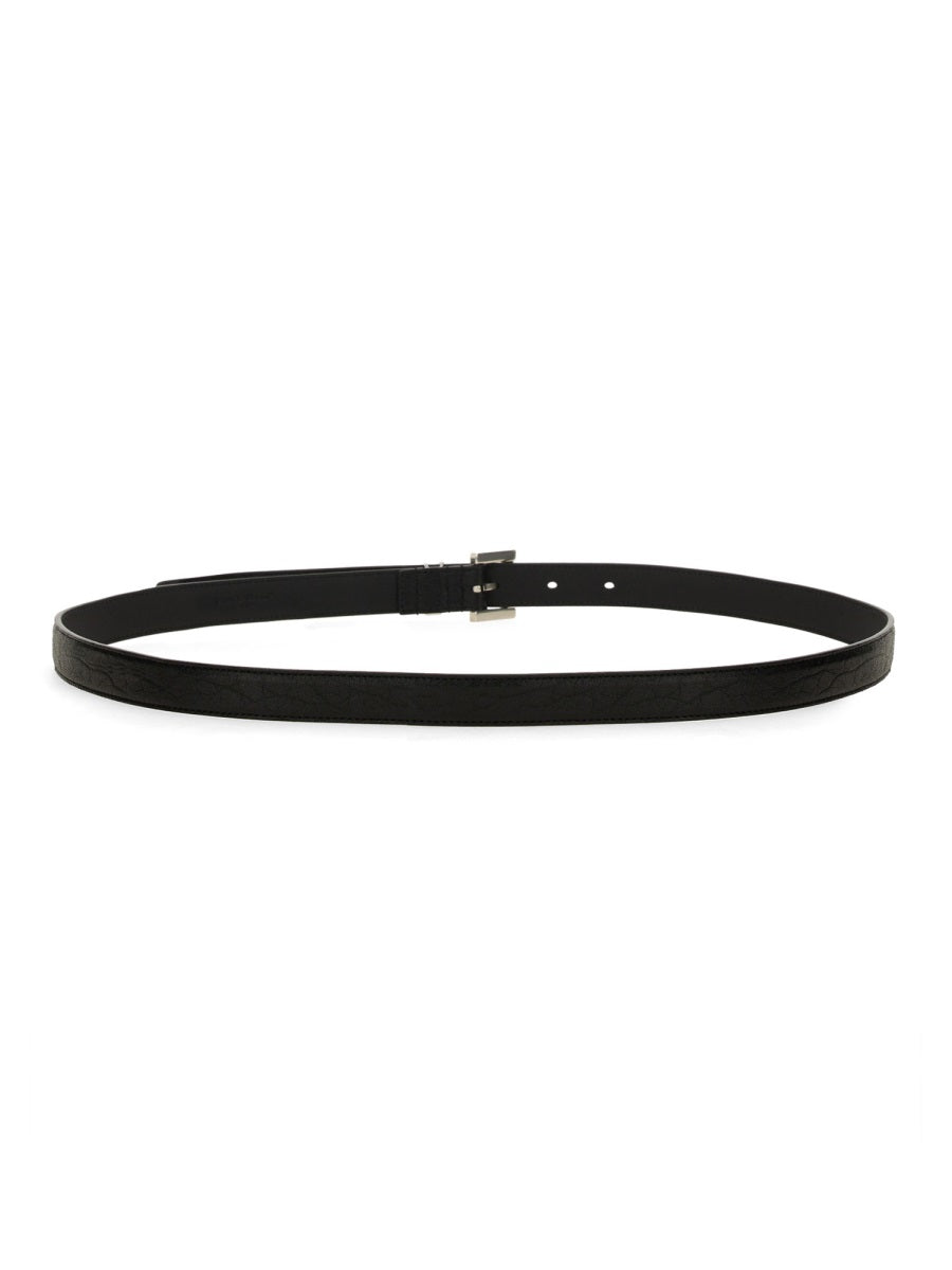Saint Laurent Cassandra Slim Belt — Black Main: Lamb
