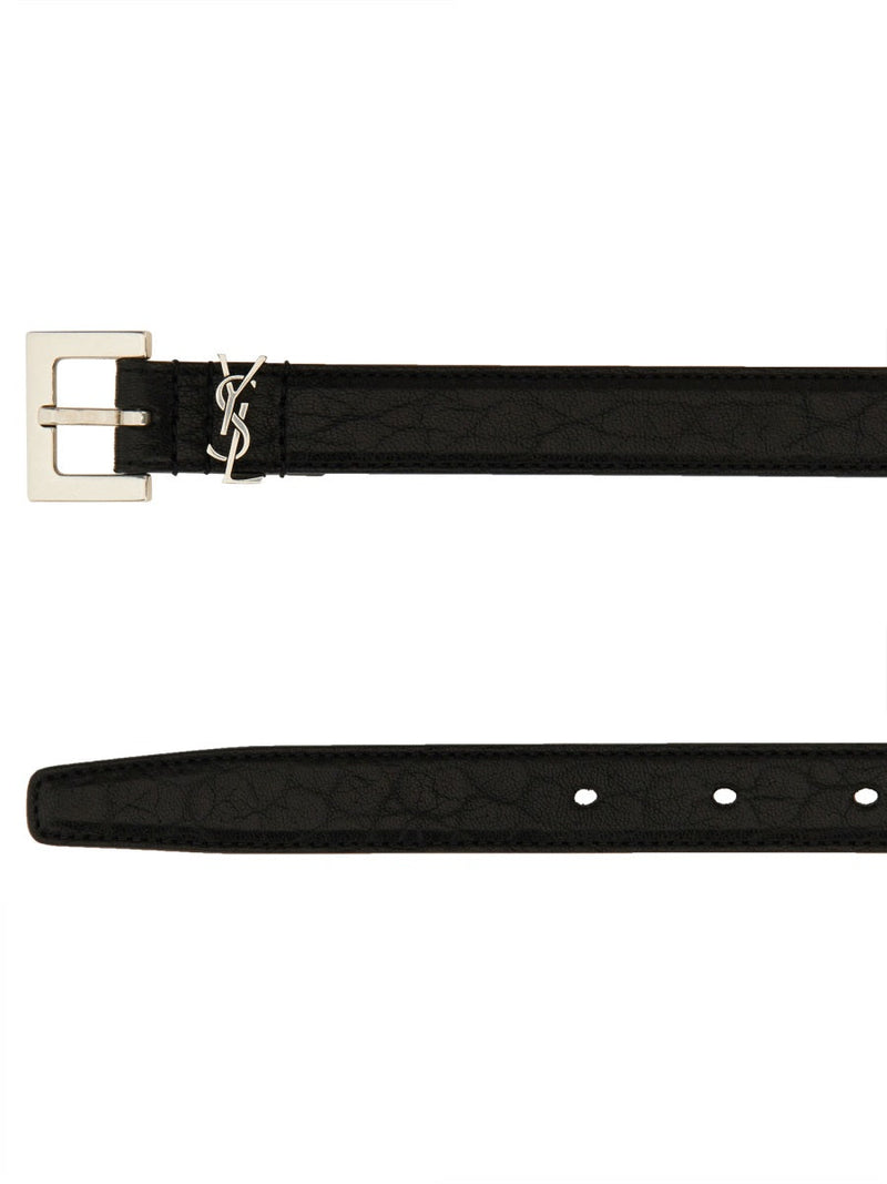 Saint Laurent Cassandra Slim Belt — Black Main: Lamb