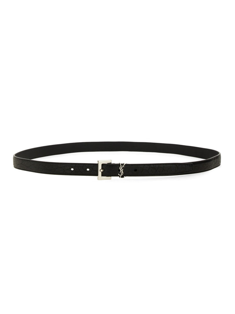 Saint Laurent Cassandra Slim Belt — Black Main: Lamb
