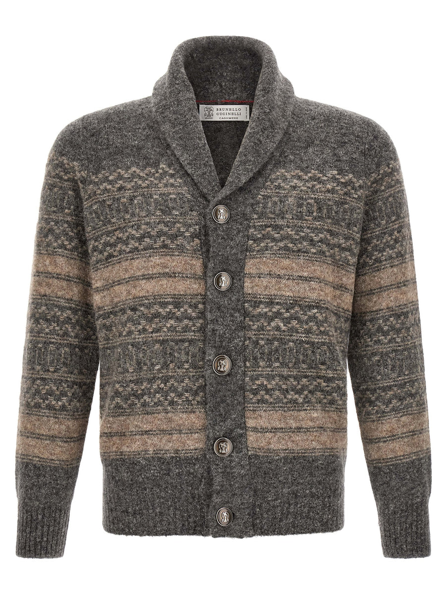 Gray Alpaca Leather Cardigan