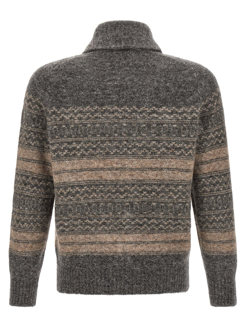 Gray Alpaca Leather Cardigan