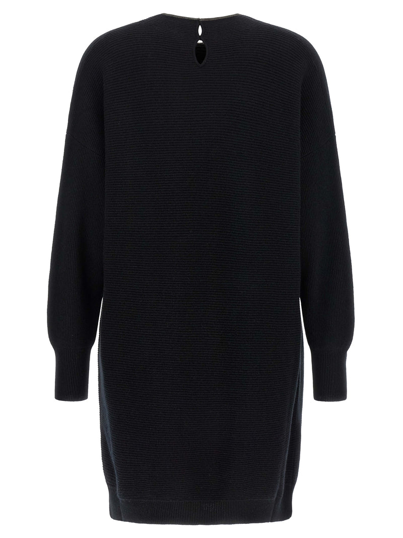 Black Virgin Wool Short Dress