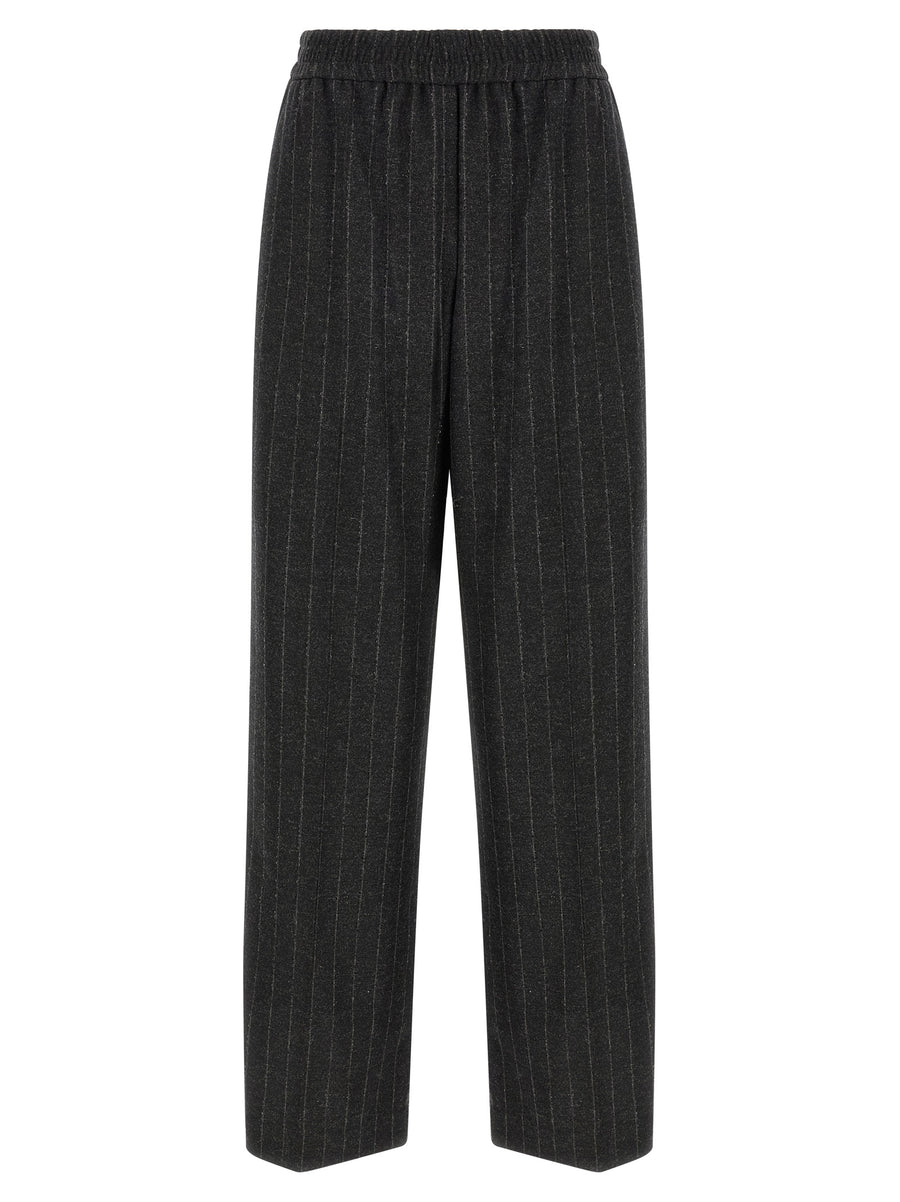 Gray Virgin Wool Casual Pants