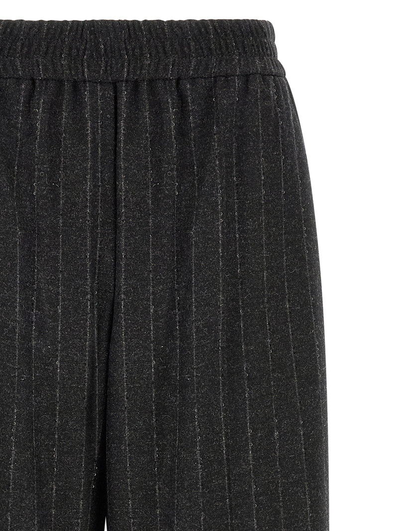 Gray Virgin Wool Casual Pants
