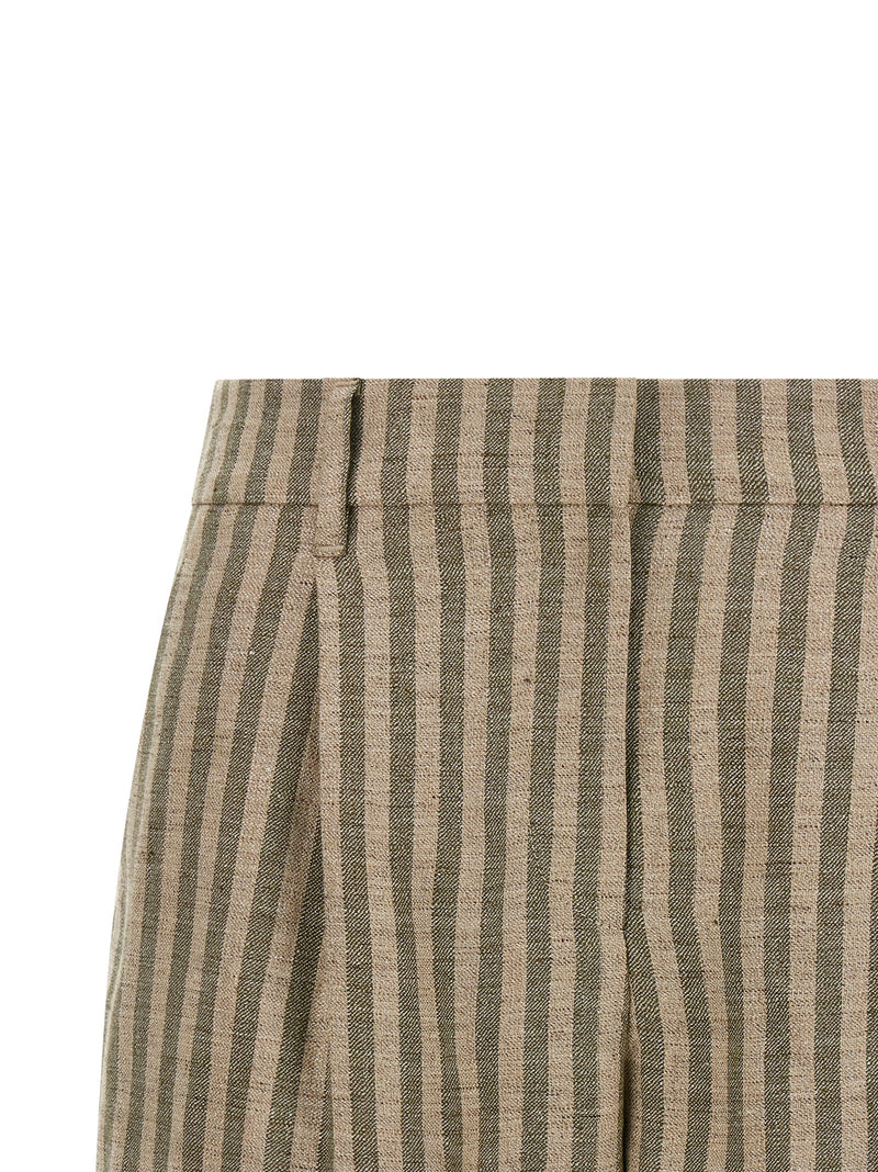 Bicolor Linen Bermuda Shorts