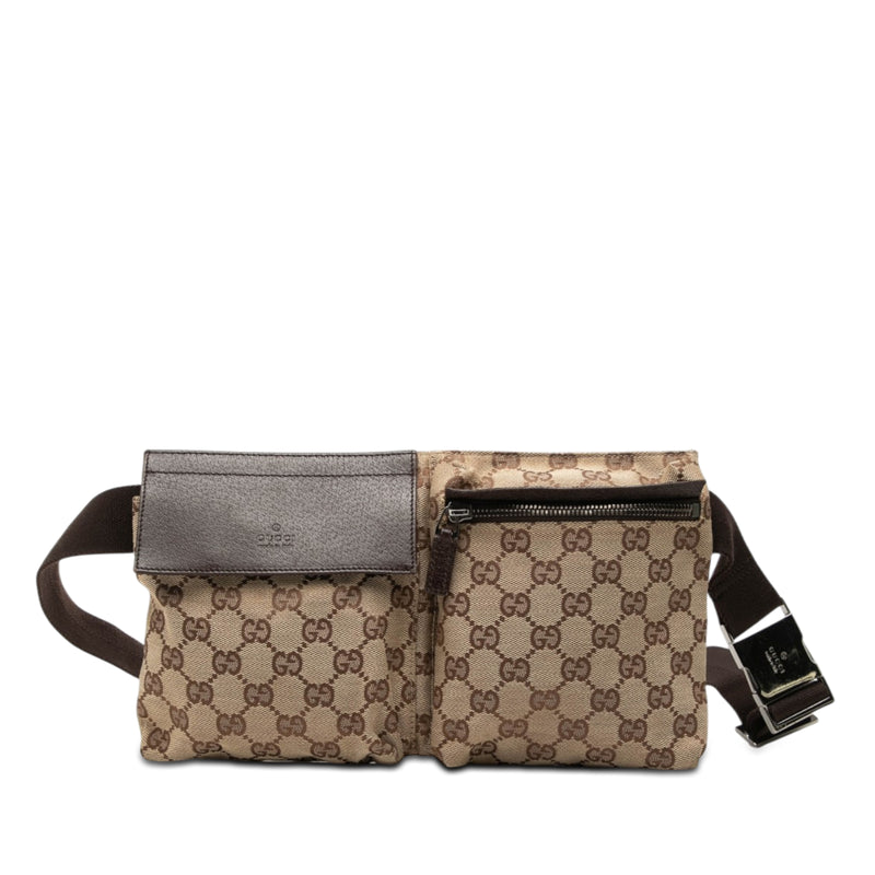 GG Canvas Double Pocket Belt Bag