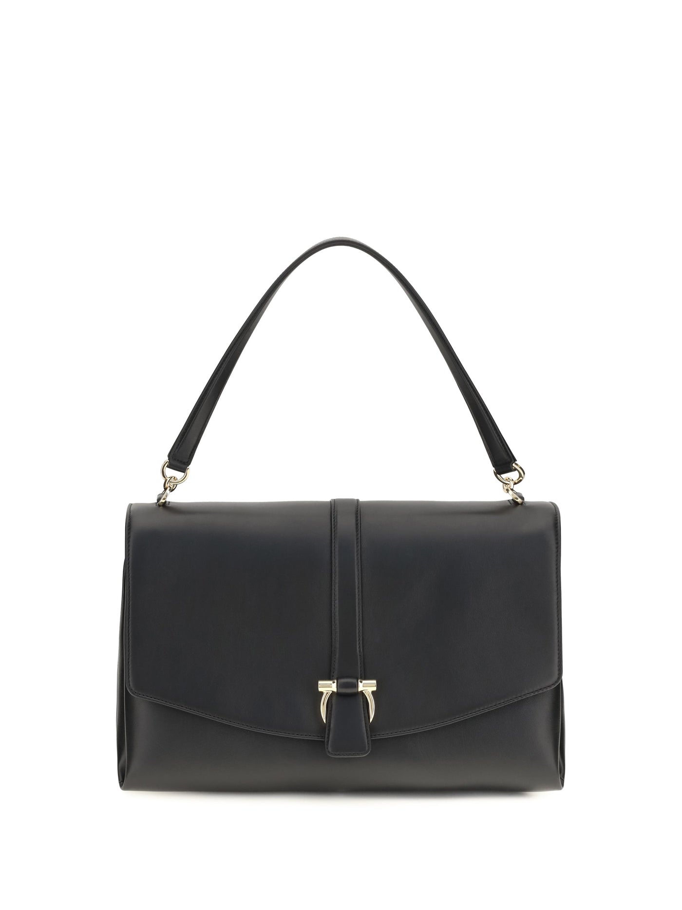 Ferragamo Mia Shoulder Bag — Black Calf Leather Bos Taurus